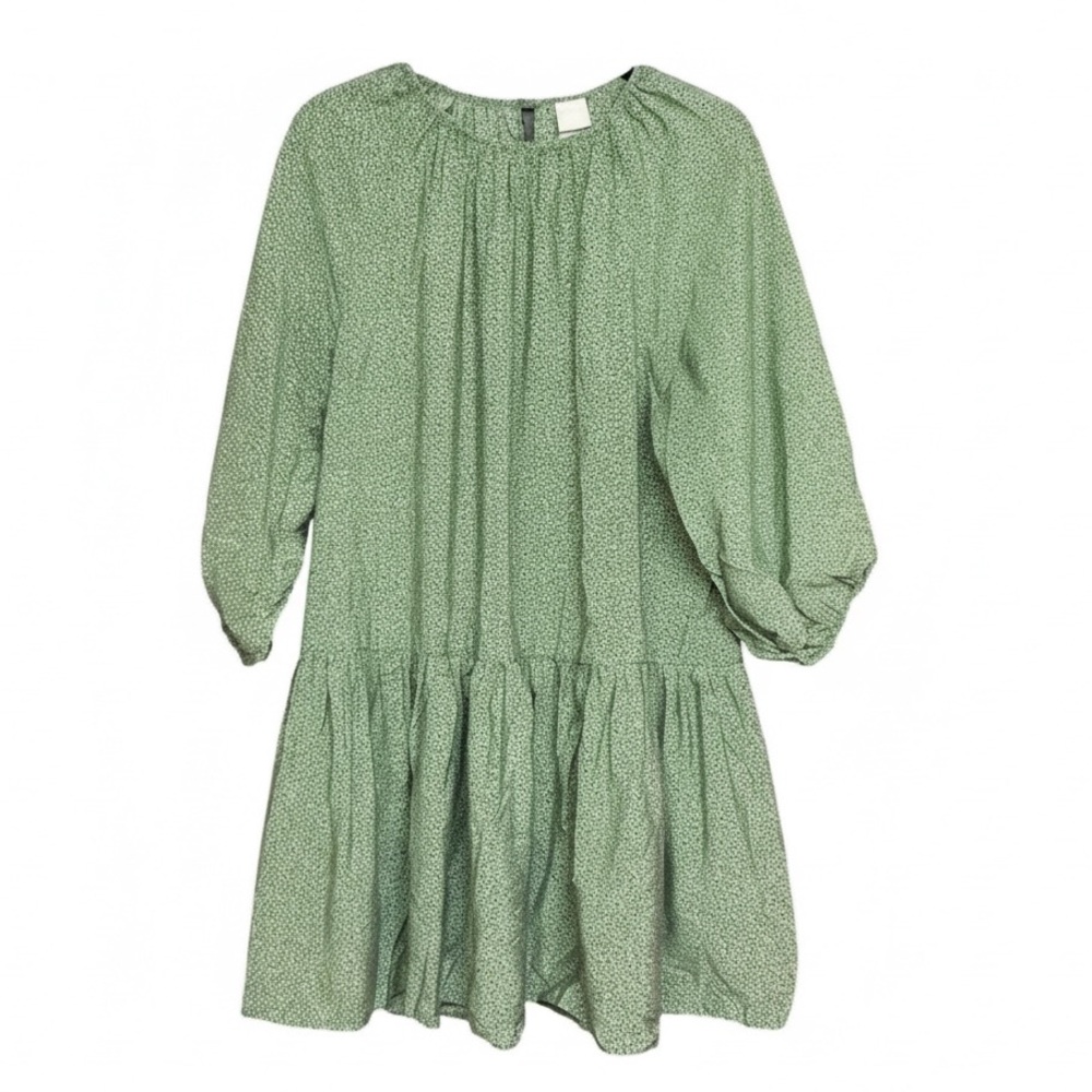 H&M Ditsy Floral Balloon Dress Green Size S
